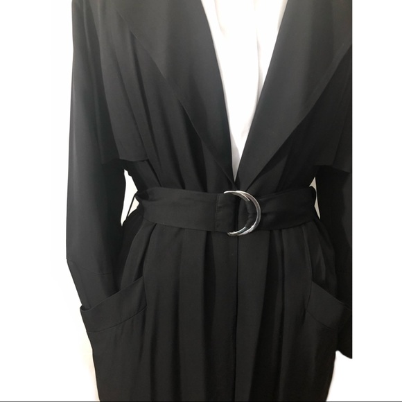 Whistles | Belted Black Trench Coat | Large - Picture 3 of 8